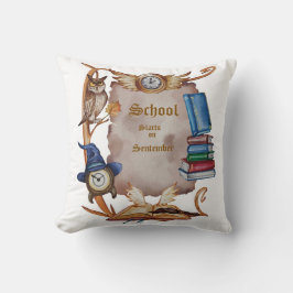 Vintage Eule für die Rückkehr in die Schule Kissen