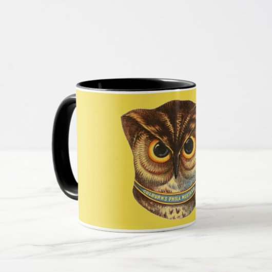 Vintage Eule-Illustration Tasse (Vorderseite Links)