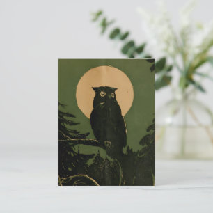 Vintage-Eule-im-Mondlicht-Halloween-Kunst Postkarte