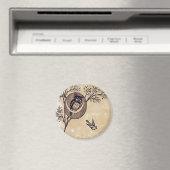 Vintage-Eule-Magnet Magnet (In Situ (Geschirrspüler))