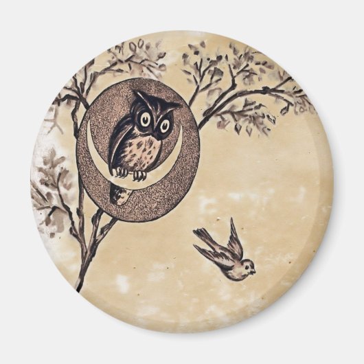 Vintage-Eule-Magnet Magnet (Vorne)