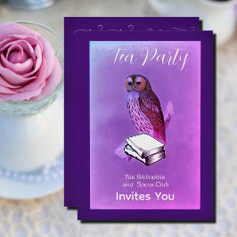 Vintage Eule mit Büchern - Tee-Party Einladung