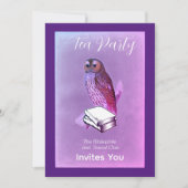 Vintage Eule mit Büchern - Tee-Party Einladung (Vorderseite)