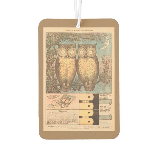 Vintage Eule niedlich fallen Kinderhandwerk blau b Autolufterfrischer (Rückseite)