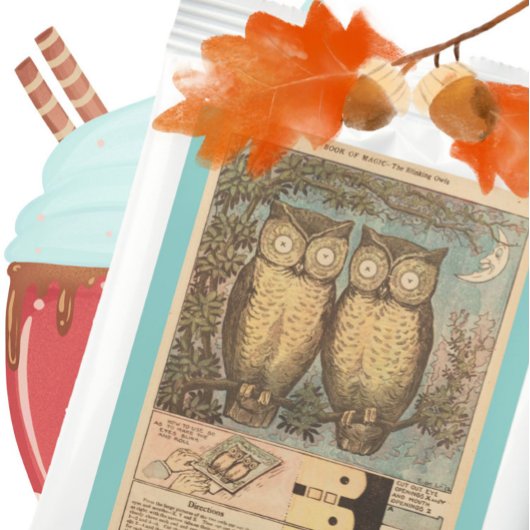 Vintage Eule niedlich fallen Kinderhandwerk blau b Geschenktütchen