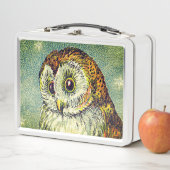 Vintage Eule niedliche Illustratoreneule aquamarin Metall Brotdose (Beispiel)