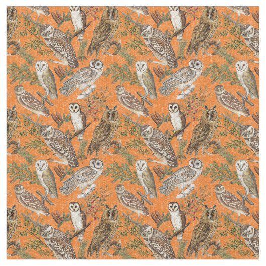 Vintage Eule - Orange Stoff (Nahaufnahme)