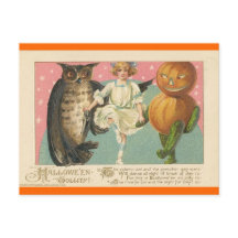 Vintage Eule und Kobold Halloween