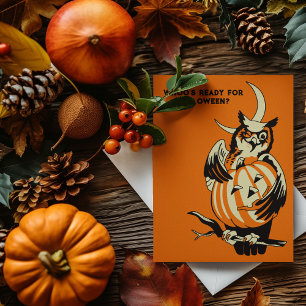 Vintage Eule und Kürbis Halloween-Grußkarte mit in Postkarte