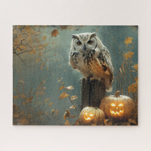 Vintage Eule und Kürbisse Herbst Halloween  Puzzle
