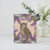 Vintage Eule und Lilie Postkarte (Stehend Vorderseite)