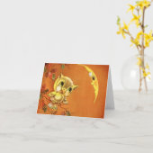 Vintage Eule und Mond Karte (Gelbe Blume)