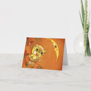 Vintage Eule und Mond Karte