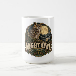 Vintage Eule unter Vollmond Kaffeetasse