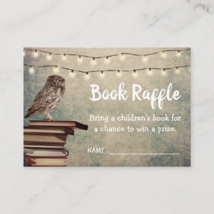 Vintage Eulen-Baby-Duschen-Buchraffle-Karten Begleitkarte