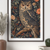 Vintage-Eulen-Blumen-Kunstposter | Waldvogel Poster