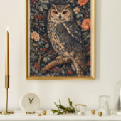Vintage-Eulen-Blumen-Kunstposter | Waldvogel Poster