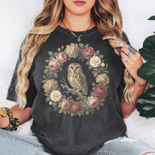 Vintage-Eulen-Blumenkranz T-Shirt