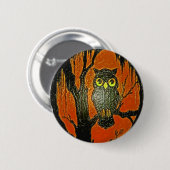 Vintage Eulen-Cartoon Kunst Button (Vorne & Hinten)