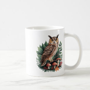 Vintage-Eulen-Cottagecore-Ästhetik-Pilz-Aufkleber Kaffeetasse