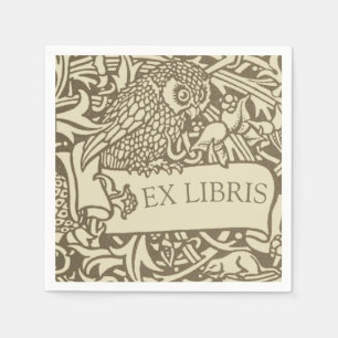 Vintage-Eulen-Exlibris Arts and Crafts Walter Cran Serviette