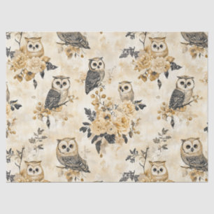 Vintage Eulen & Florales Botanisches Muster (10) Seidenpapier