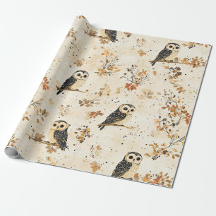 Vintage Eulen & Florales Botanisches Muster (6) Geschenkpapier