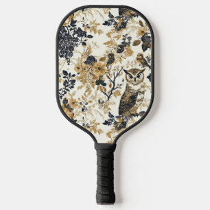 Vintage Eulen & Florales Botanisches Muster (8) Pickleball Schläger