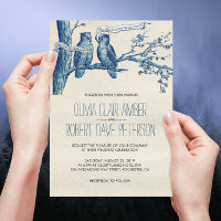 Vintage Eulen-Hochzeitseinladung für Paare im Baum