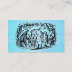 Vintage Eulen-Malerei-Elefant 1800s Visitenkarte