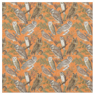 Vintage Eulen - Orange Stoff