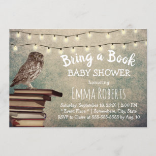 Vintage Eulen-u. Buch-Baby-Dusche holen ein Buch Einladung