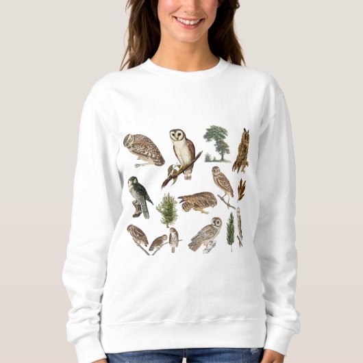 Vintage Eulen-Wald-Muster Sweatshirt (Vorderseite)