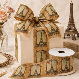 Vintage Europa Französische Reise Paris Eiffelturm Satinband