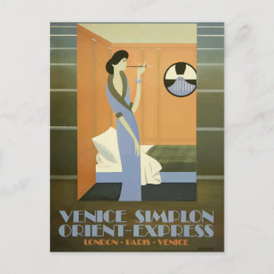Vintage Europa mit dem Orient-Express-Zug bereisen Postkarte