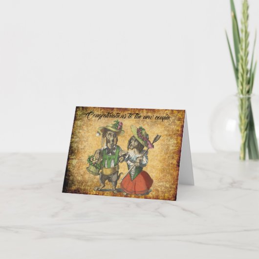 Vintage Europäische Dackel - Verheiratete Karte (Vorderseite)