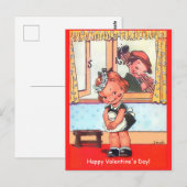 Vintage Europäische Walentinfrau, Kaminfeucht Postkarte (Vorne/Hinten)