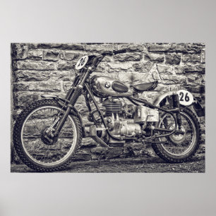 Vintage-Europäisches-Motocross-Motorrad Poster