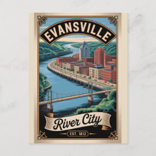 Vintage Evansville Indiana Retro-Reiseziel Postkarte