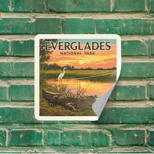Vintage Everglades-Nationalpark Quadratischer Aufkleber