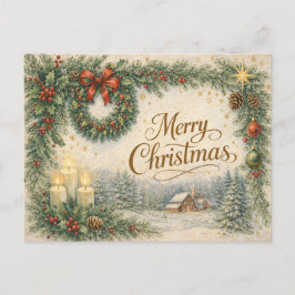 Vintage-Evergreen-Kranz Frohe Weihnachten 