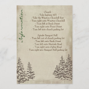 Vintage Evergreen Wedding Information Card Einladung
