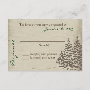 Vintage Evergreen Wedding Response Card mit Rücken RSVP Karte