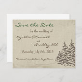 Vintage Evergreen Wedding Save the Date (Vorne/Hinten)