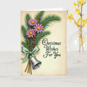Vintage Evergreen-Weihnachtskarte Karte (Gelbe Blume)