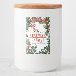 Vintage Evergreens und Red Bow Balsam Candle Label Lebensmitteletikett