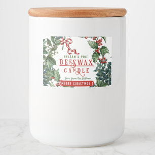 Vintage Evergreens und Red Bow Balsam Candle Label Lebensmitteletikett