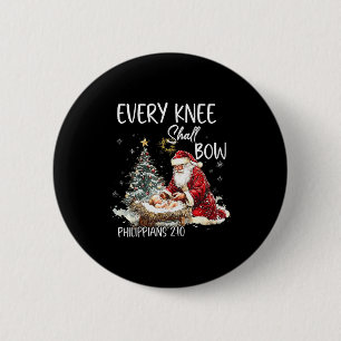 Vintage Every Knee Shall Bow Weihnachtsmann religi Button