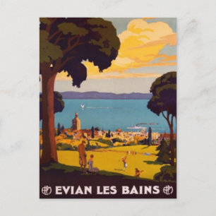 Vintage Évian-les-Bains, Rhône-Alpes, Frankreich - Postkarte