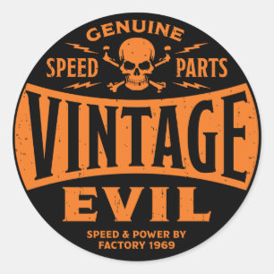 Vintage Evil 002B Runder Aufkleber